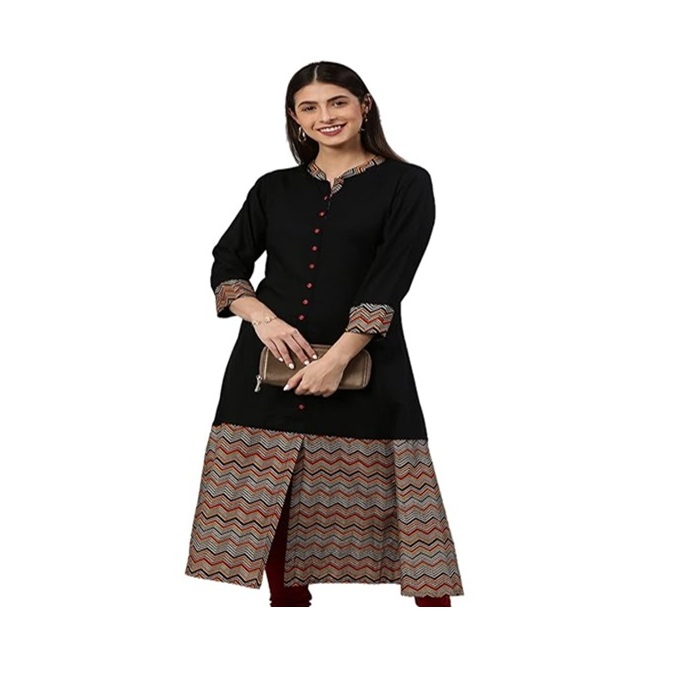 Yash Gallery Women's Cotton Relaxed Fit A Line Kurta